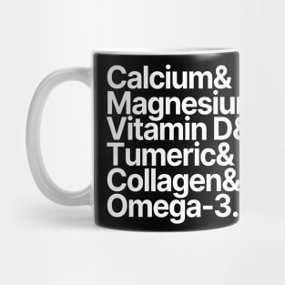 Health Supplements | Calcium Magnesium Vitamin D Tumeric Collagen Omega-3 Mug